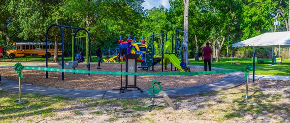 ribbon cutting view of the playground